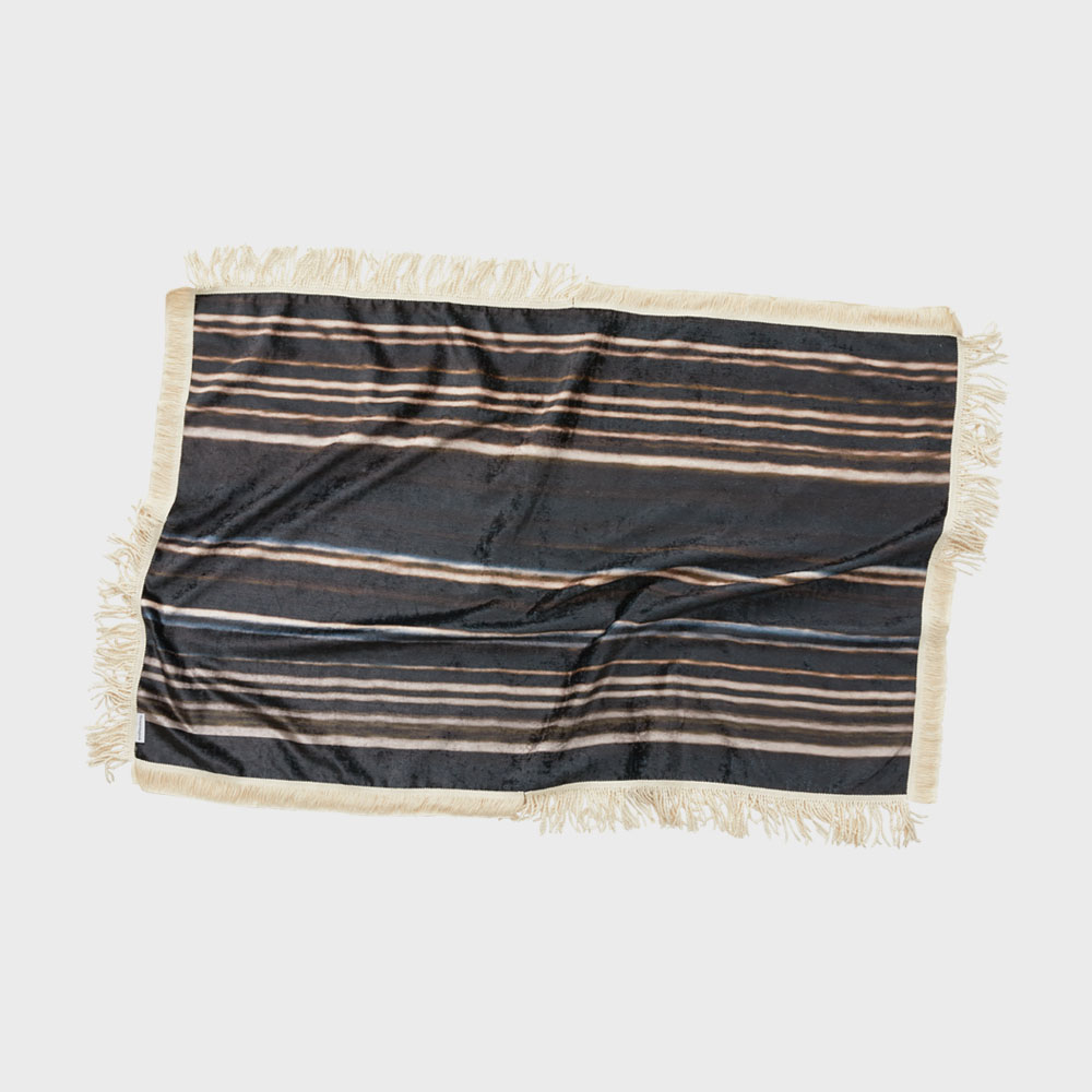 Fade line tassel blanket (Brown)