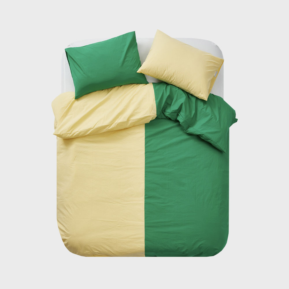 PZG Half muji bedding set (Yellow,Deep green) (SS/Q/K)